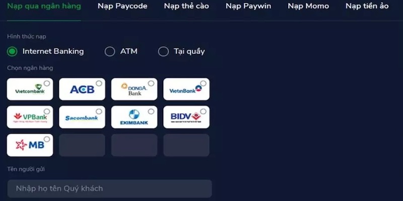 Nạp tiền Locla88 qua tài khoản ngân hàng