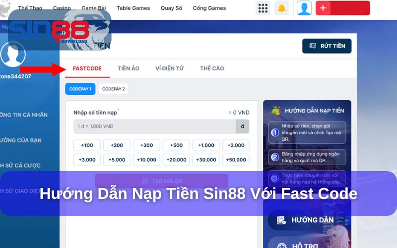 Hướng dẫn nạp tiền với Fast Code