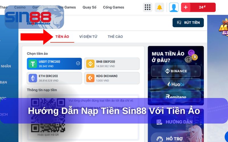 Hướng dẫn nạp tiền với tiền ảo